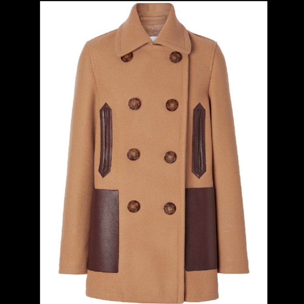 BURBERRY MOSSLEY LAMBSKIN AND WOOL PEACOAT